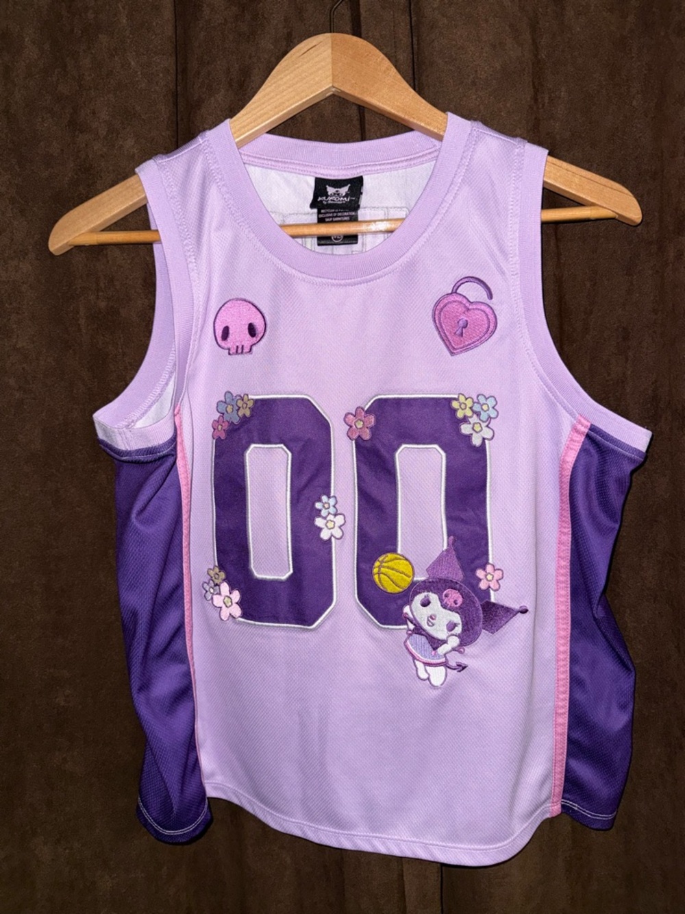 Sanrio Kuromi Lavender Graphic Basketball Tank Top with Purple Accents